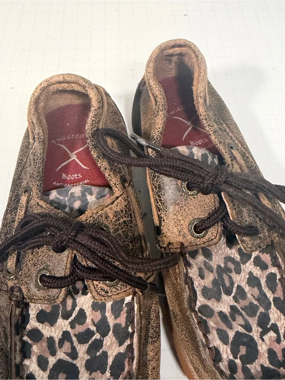 Twisted X Kids Brown Moccasins with Leopard Accent Size 11
